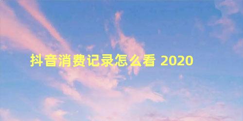 抖音消费记录怎么看 2020